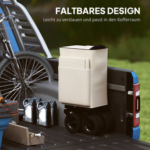 Outsunny Gartenwagen 100 kg belastbar, klappbar Transportwagen mit herausnehmbare Plane, Griff, Rädern, Bollerwagen Handwagen Gartenkarre 138 Liter, Gerätewagen für Haus, Garten Beige