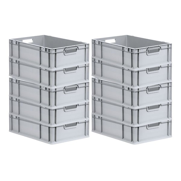 PROREGAL Spar Set 10x Eurobox Nextgen Economy Mit Scharnierdeckel & Blauen Schiebeschnappverschlüssen Griffe Offen HxBxT 17 x 40 x 60 cm 34 Liter