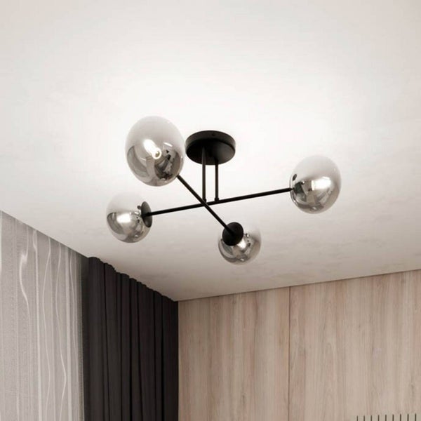 Euluna Deckenlampe Glassy (Modern) in Schwarz aus Glas (4 flammig, E14) - Deckenleuchte Lampe Wohnzimmerleuchte