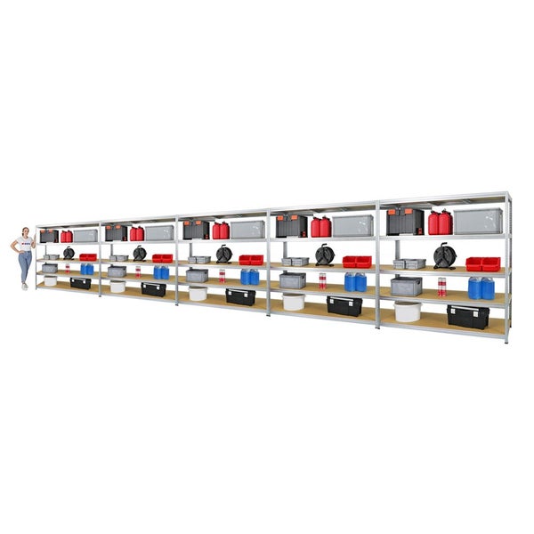 PROREGAL Mega Deal 5x Schwerlastregal Giant Elephant HxBxT 180 x 180 x 60 cm Fachlast 200 kg Verzinkt