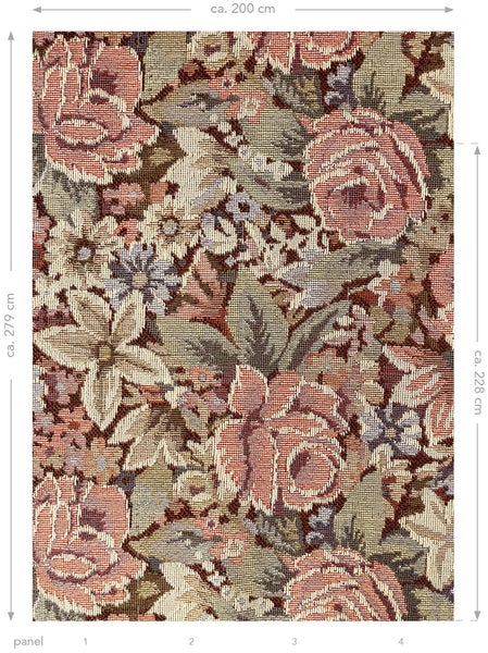Stoffpaneel mit Blumenmuster, circa 200 x 279 cm