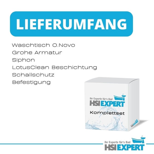 Lieferumfang Bad Komplettset mit Waschtisch, Armatur, Siphon und Befestigung