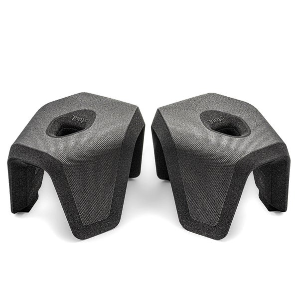 stuul Toilettenhocker Set aus zwei Teilen aus recycelbarem EPP Material für eine gesunde Sitzposition.