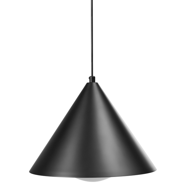 Schwarze Hängelampe in Kegelform
