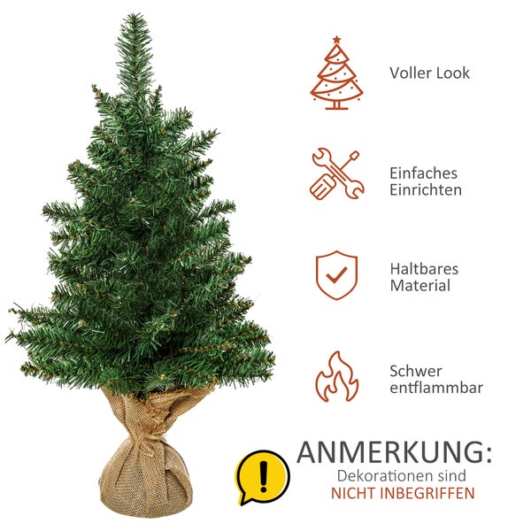 HOMCOM Weihnachtsbaum, Ø44 x 60H cm, PVC, Grün