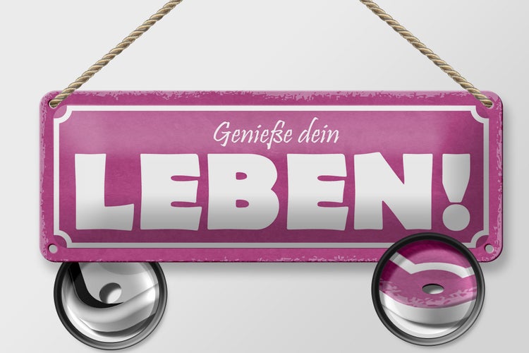 Blechschild Spruch 27x10cm genieße dein Leben Dekoration
