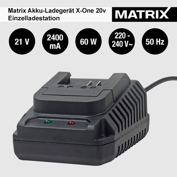 Matrix Batterieladegerät X-One 20 Volt Einzel-Ladestation