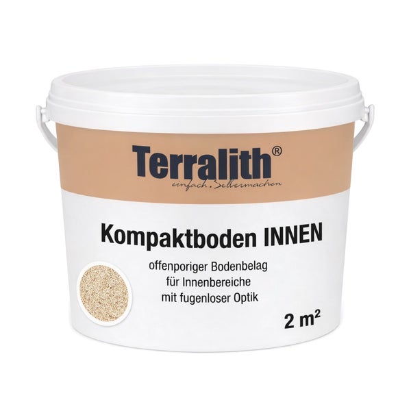Terralith Kompaktboden Innen, offenporiger Bodenbelag für 2 Quadratmeter, für fugenlose Optik.