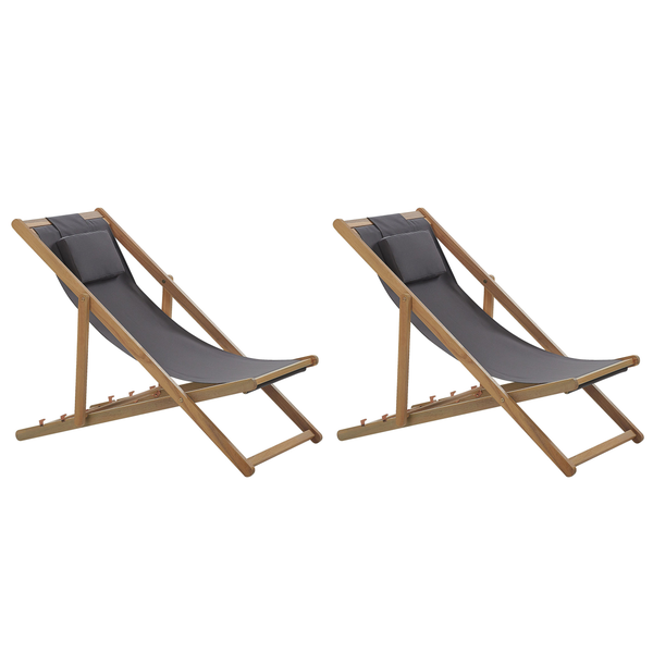 Set mit 2 klappbaren Liegestühlen AVELLINO mit Ersatzstoffen Akazienholz Dunkelbraun