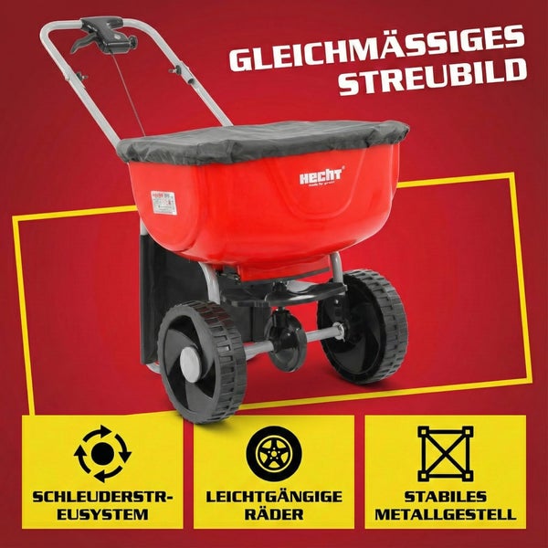 Hecht Streuwagen mit Schleuderstreusystem, leichtgängigen Rädern und stabilem Metallgestell
