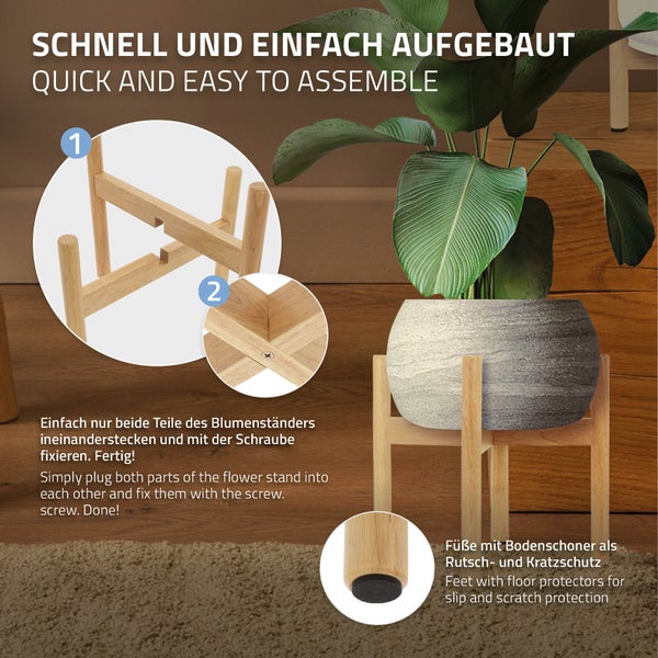 ML-Design 3er Set Blumenständer Braun aus Holz 25x25x30 cm, für Blumentöpfe bis 29 cm, robust, Pflanzenständer Blumentopfständer Blumenhocker Blumentopfhalter Deko Blumenregal Zimmerecke Pflanzenregal