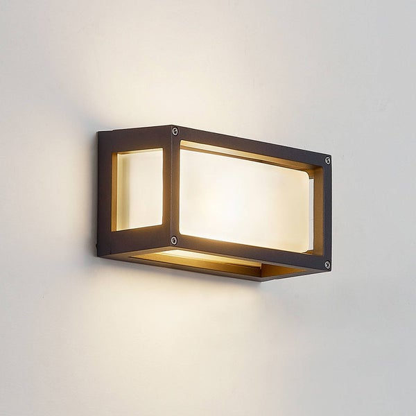Lucande Glas Wandlampe aussen, Wandleuchte außen spritzwassergeschützt IP54 1x E27 max. 20W ohne Leuchtmittel Außenleuchte Aussenwandleuchte