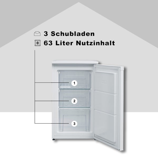 Telefunken CF-34-101-W Gefrierschrank 63 Liter Nutzinhalt Tiefkühlschrank klein weiß