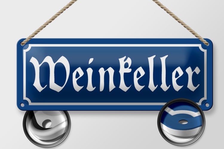 Blechschild Weinkeller 27x10cm Wein Sekt Lagerraum Dekoration