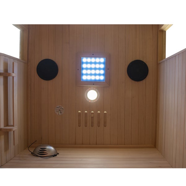 Dewello® Infrarotkabine Infrarotsauna CALGARY 90cm x 90cm inkl. 4 Vollspektrumstrahler, Farblichtherapie, LED