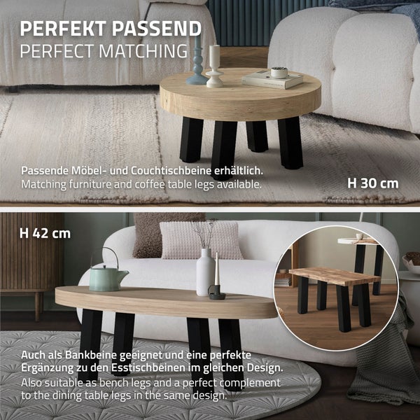 ML-Design 4er Set Tischbeine schräg 72 cm, Schwarz glänzend, aus pulverbeschichtetem Stahl, eckig, Profil 8x8 cm, I-Form, Möbelfüße Metall 96° Neigung, Tischfüße Möbelbeine für Esstisch & Schreibtisch