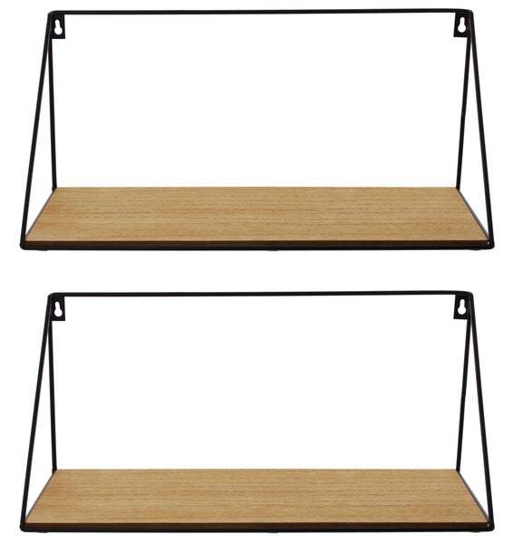 FRANK FLECHTWAREN | Wandregal Puro, 2er Set, METALL, 39 x 15 x 17 cm