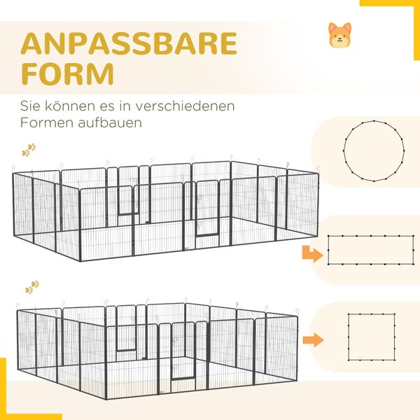 PawHut Freigehege, 320L x 320B x 100H cm, Stahl, Grau
