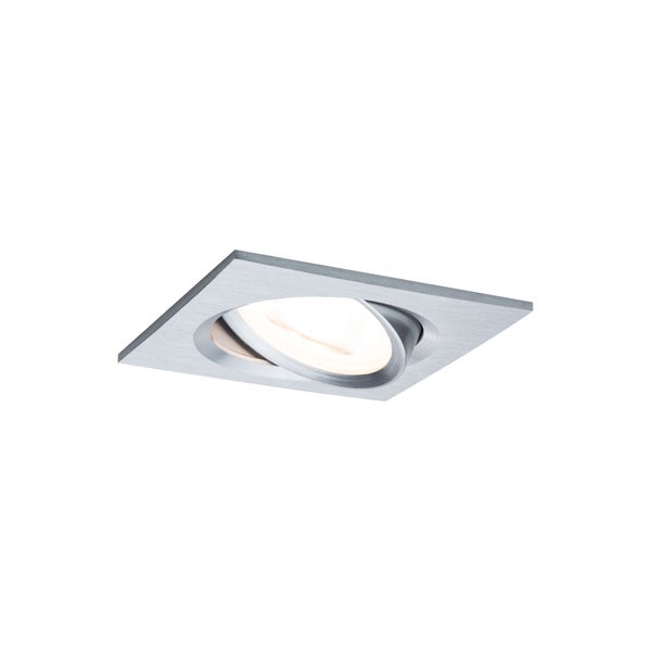 LED Einbauleuchte Nova Basisset schwenkbar eckig 84x84mm 50° GU10 3x6,5W 3x460lm 230V 2700K Alu gedreht