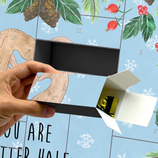 Mr. & Mrs. Panda Befüllbarer Adventskalender Otter Herz - Blau Pastell