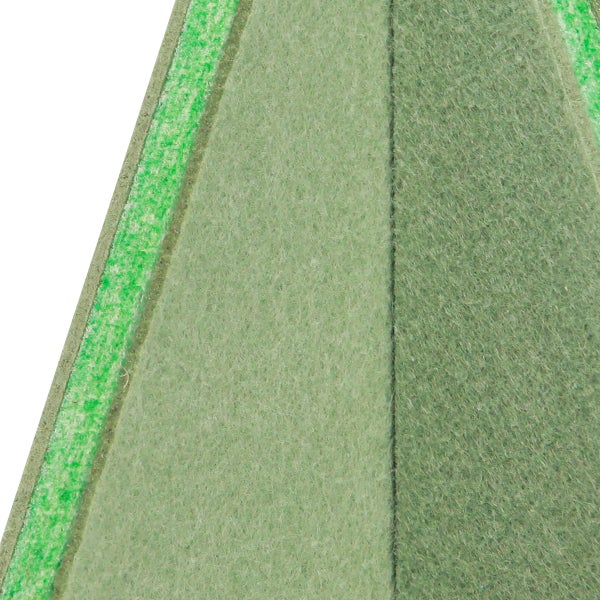 Detailansicht eines grünen Filzprodukts mit hellerem Rand