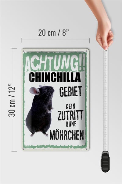 Blechschild Spruch 20x30cm Tiere Achtung Chinchilla Gebiet