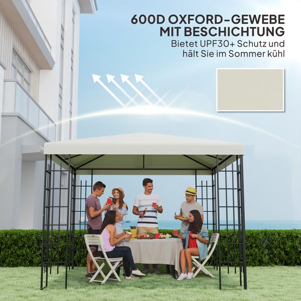 Outsunny Ersatzdach für Pavillon 3 x 3 m, wasserdicht Pavillondach, Ersatzbezug für Gartenpavillon, Ersatzteile aus Oxford-Stoff, 370 g/m², Hellgrau