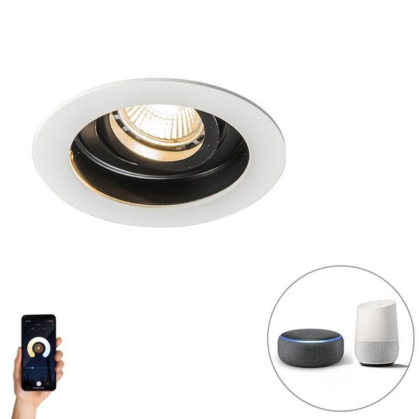 Smart Einbaustrahler weiß mit Stahl inkl. Wifi GU10 - Rondoo