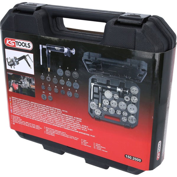KS TOOLS Druckluftspindel-Bremskolbenwerkzeug-Satz 18tlg. - 150.2000