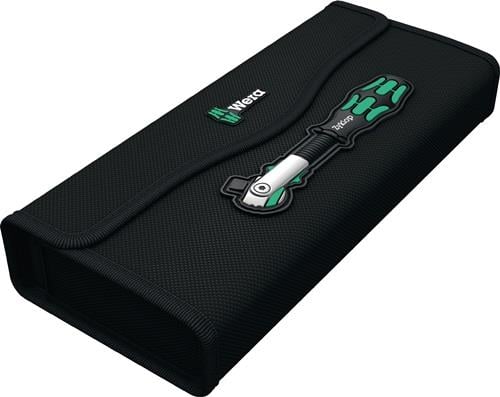 Schwarze Werkzeugtasche mit Wera Logo und Schraubendreher Applikation