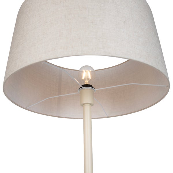 Stehleuchte mit Lampenschirm aus Stoff und leuchtendem Filament Leuchtmittel