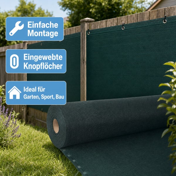 Sichtschutzgewebe für Zäune mit Befestigungsösen und einfacher Montage für Garten und Bau