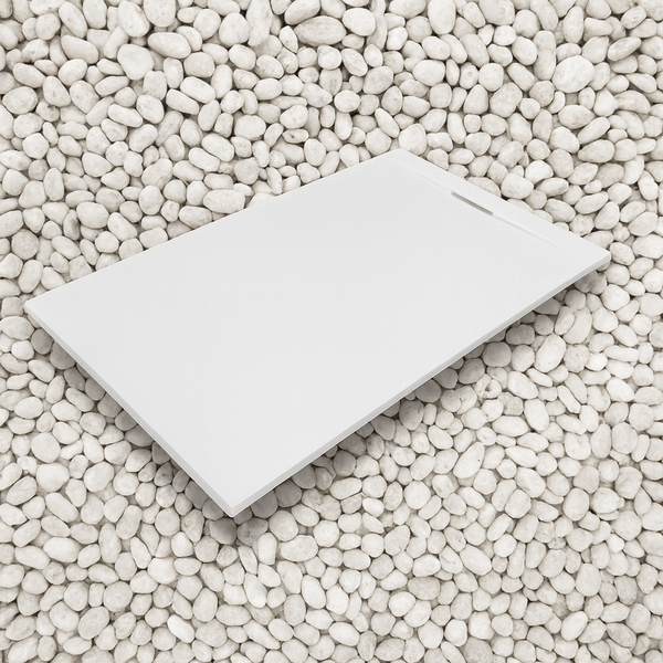 Rechteckige Duschwanne auf Kieselsteinen