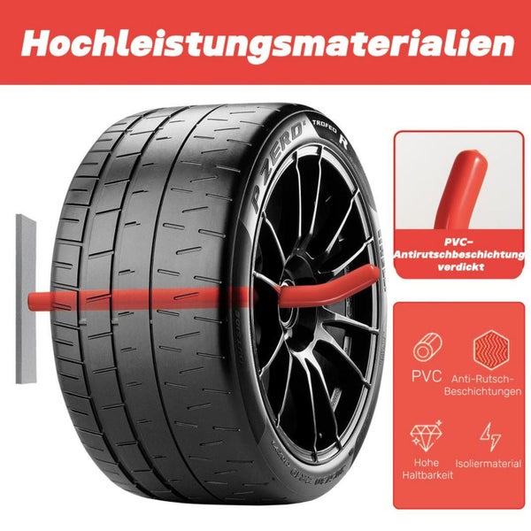 Reifen Wandhaken mit verdickter roter PVC Antirutschbeschichtung, hohe Haltbarkeit und Isoliermaterial zur Lagerung von Reifen.