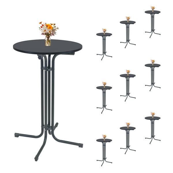 10x Stehtisch klappbar Ø 70 cm Höhe 110 cm Stahl Gastrotisch Partytisch Bistrotisch in Anthrazit