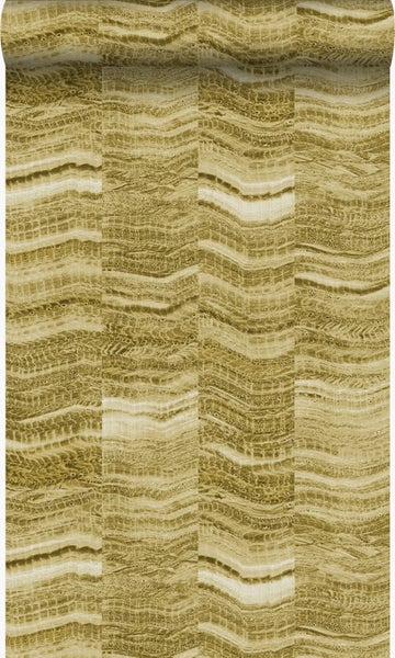 Origin Wallcoverings Tapete Zick-Zack-Mamorstreifen Ockergelb - 53 cm x 10,05 m - 337247