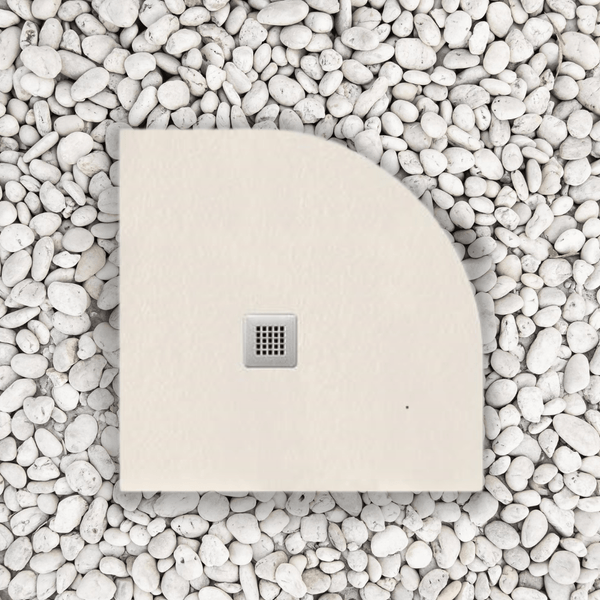 Duschwanne 80x80 cm Halbrund Vulcano Line Slim Beige RAL 9001 Aus Kunstharz und Marmorpulver Mit freiem Ablauf - FRASCIO