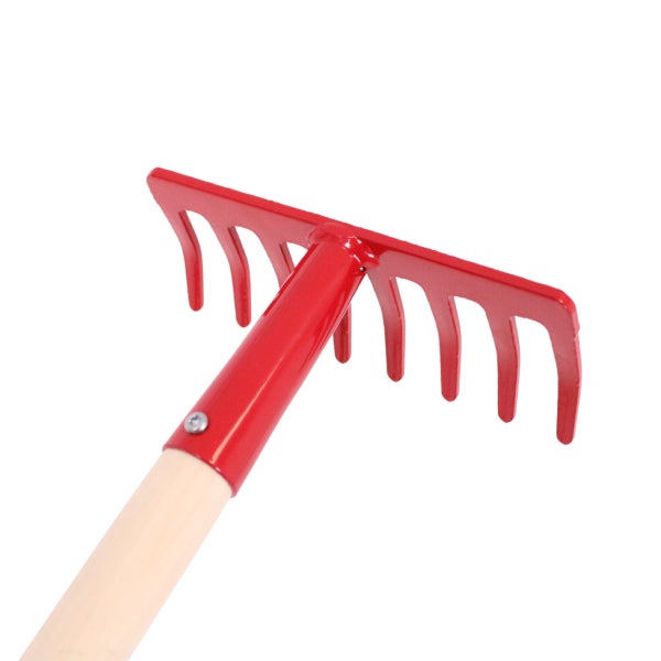 Gartenrechen mit Holzstiel und Zinken aus Metall