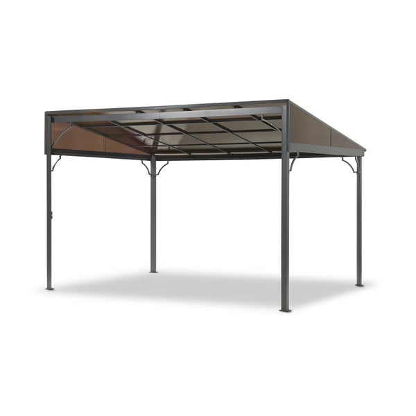 Terrassenüberdachung Melanie 4 x 3 m, mit Polycarbonatdach und Seitenteilen, anthrazit, lichtgrau