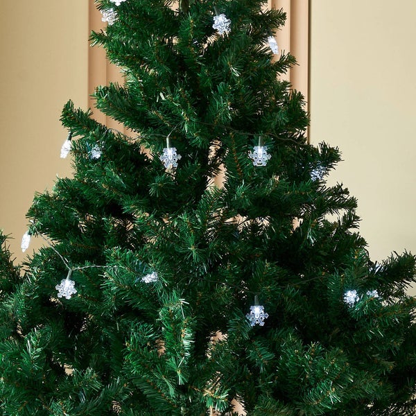 Lindby LED Lichterkette Batterie Schneeflocke Indoor Outdoor 620 cm, 30 Deko Lichter 8 Modi mit Timer Weihnachten Weihnachtsbeleuchtung Weihnachtsdeko