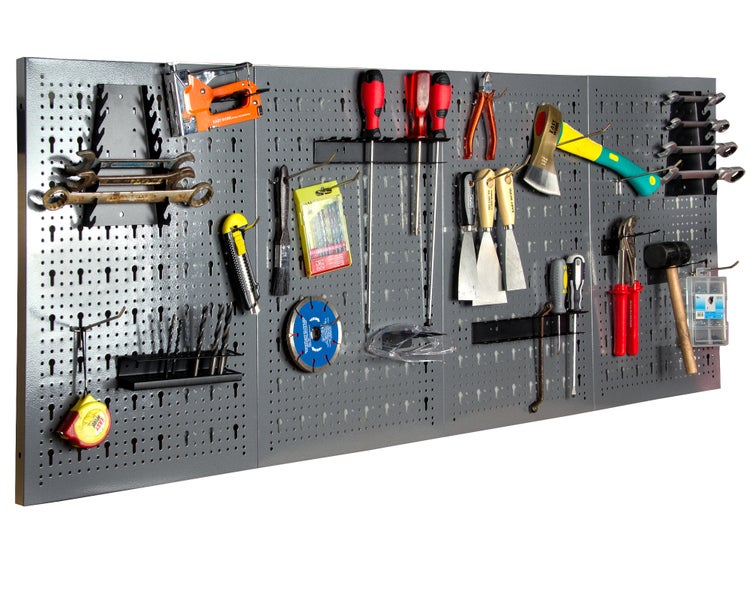 Ondis24 Lochwand mit 22 teiligem Hakenset grau, Lochwandhacken