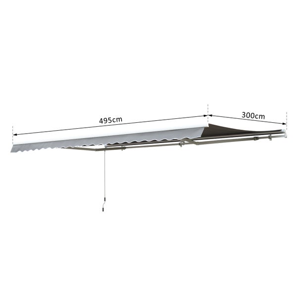 Outsunny Markise, elektrisch Gelenkarmmarkise, 5x3m, Alu, Grau