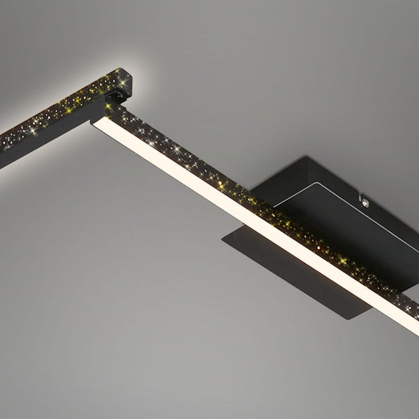 Briloner Leuchten STAFF - Wand-& Deckenleuchte - 3719055 - Glitzereffekt durch Laserlochoptik - 24W ? 2800 lm - Warmweiß 3000K - Backlighteffekt - 227 x 12 x 7 cm