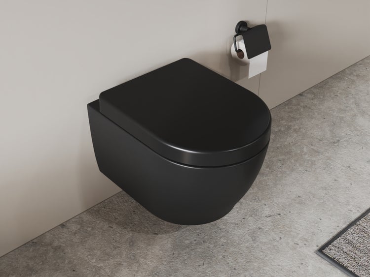 Aqua Bagno Cocon 2.0 Hänge-WC – Schwarz matt, spülrandlos & kompakt (49 cm)