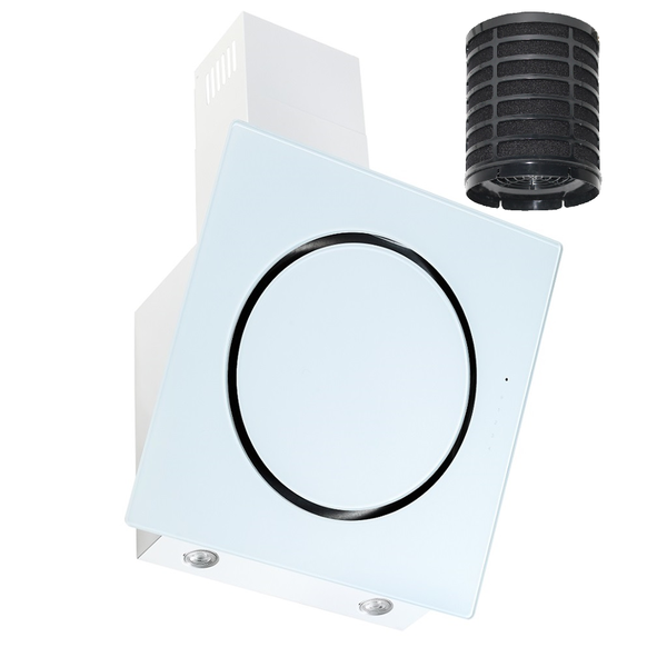 Weiße Dunstabzugshaube mit Kohlefilter