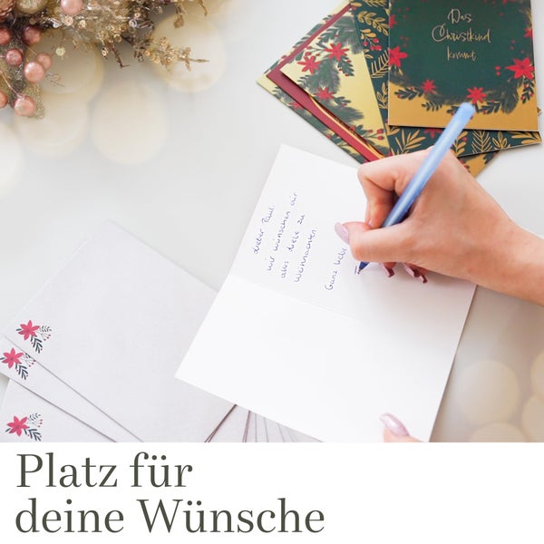 Milula Studios 14 Weihnachtskarten mit Umschlag Set - Adventskarten A6 - Karten Weihnachten Set - Weihnachtskarte zum Aufklappen - Weihnachtspostkarten Set für Weihnachten