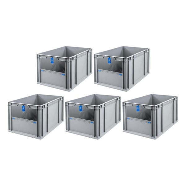 PROREGAL SparSet 5x Eurobox NextGen Insight Cover HxBxT 32 x 40 x 60 65 Liter Hoch/Blau Eurobehälter Transportbox