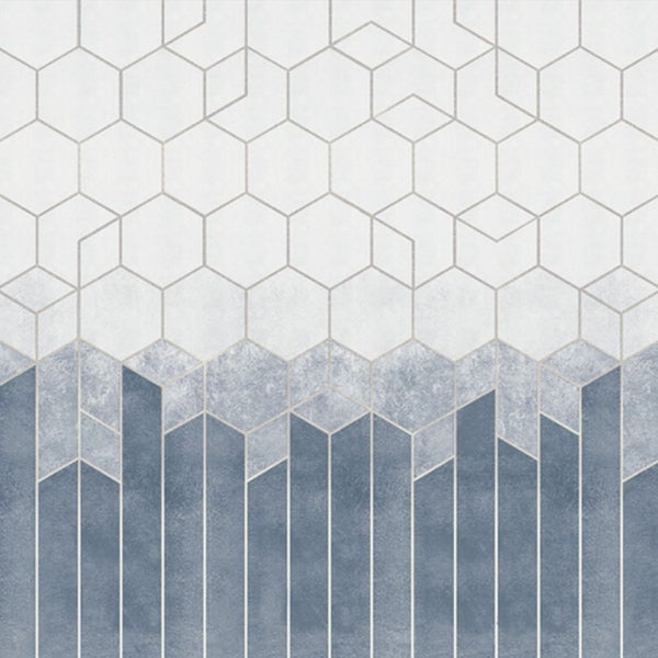 Tapete mit geometrischem Muster aus Sechsecken und Rechtecken