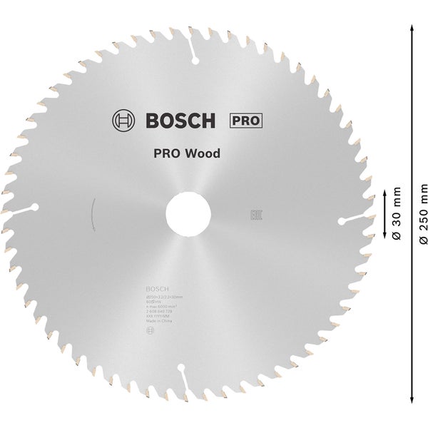 Bosch PRO Wood Kreissägeblatt 250 x 3,2 x 30 mm - 2608640729