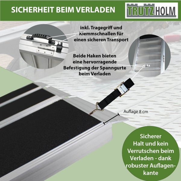 Trutzholm Laderampe mit Tragegriff und Spanngurtbefestigung für sicheren Transport